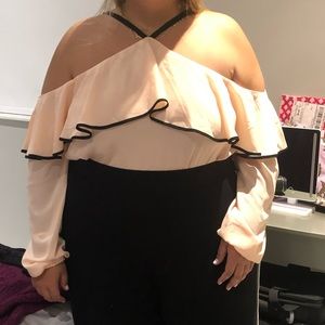 PLUS SIZE Pink-Cream Blouse